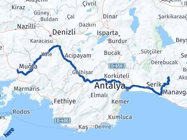 Muğla İbradı Antalya Arası Kaç Km - Yol Haritası