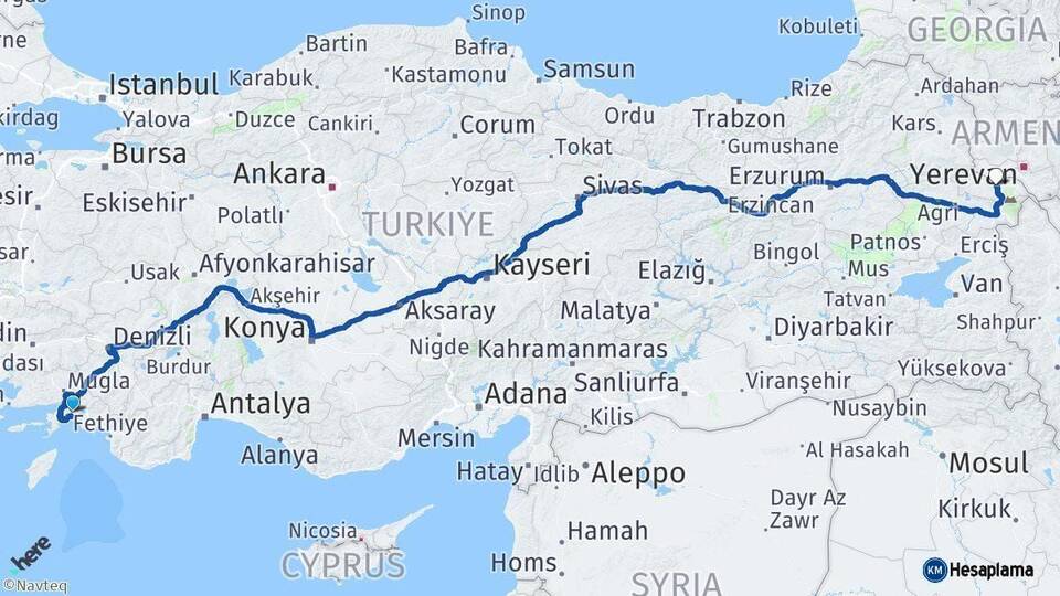 Muğla Iğdır Arası Kaç Km - Yol Haritası