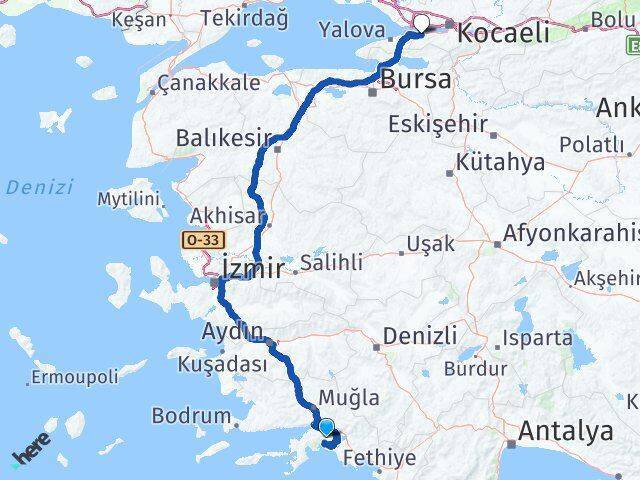 Muğla Karamürsel Arası Kaç Km - Yol Tarifi
