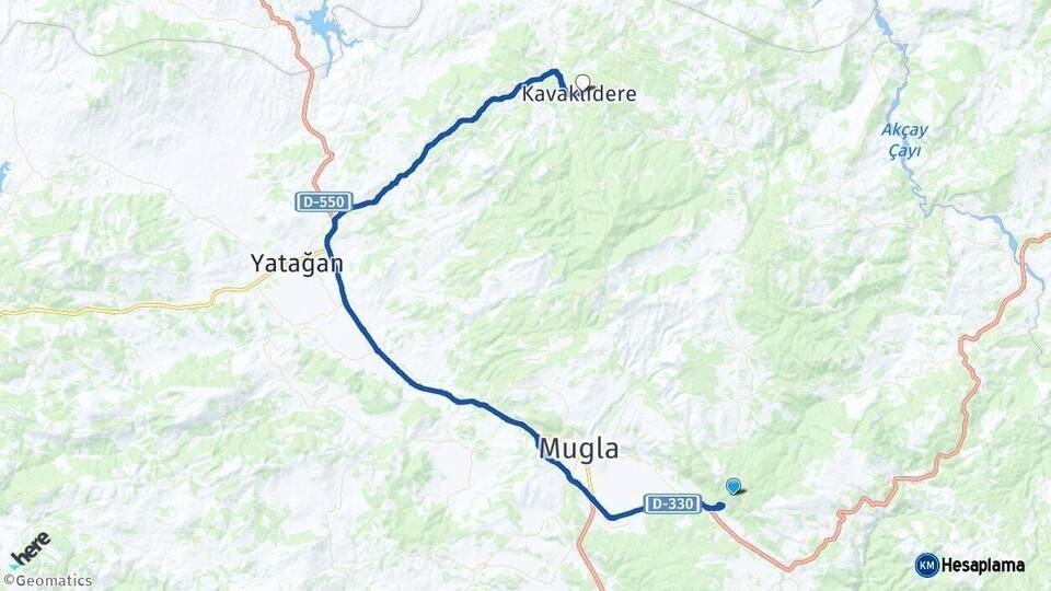 Muğla Kavaklıdere Arası Kaç Km - Yol Haritası