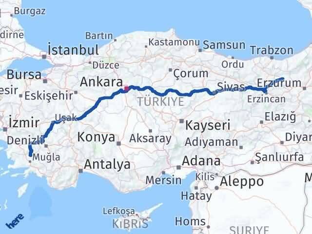 Muğla Kavaklıdere Bayburt Arası Kaç Km - Yol Haritası