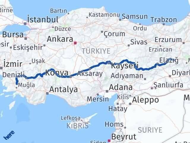 Muğla Kavaklıdere Bingöl Arası Kaç Km - Yol Haritası