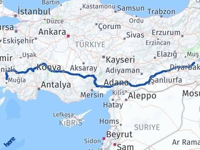 Muğla Kavaklıdere Bitlis Arası Kaç Km - Yol Haritası