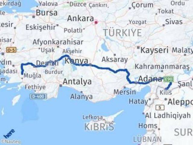 Muğla Kavaklıdere Kilis Arası Kaç Km - Yol Haritası
