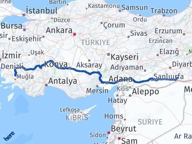 Muğla Kavaklıdere Mardin Arası Kaç Km - Yol Haritası