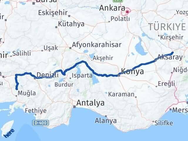Muğla Kavaklıdere Nevşehir Arası Kaç Km - Yol Haritası