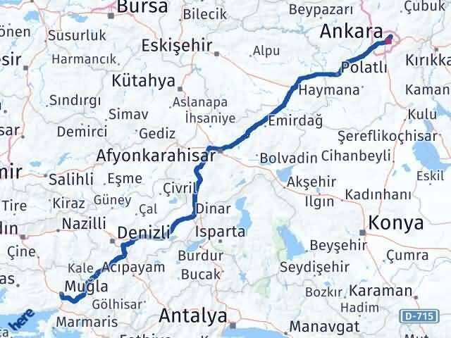 Muğla Keçiören Ankara Arası Kaç Km - Yol Haritası