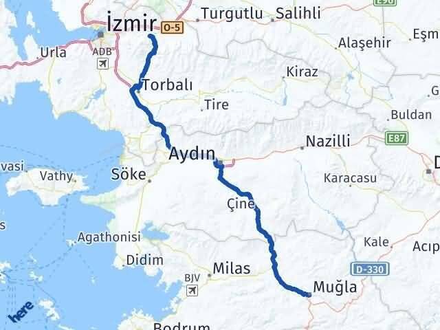 Muğla Kemalpaşa İzmir Arası Kaç Km - Yol Haritası