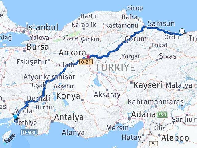 Muğla Keşap Giresun Arası Kaç Km - Yol Haritası