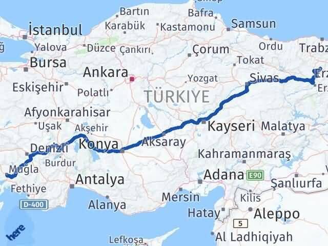 Muğla Köse Gümüşhane Arası Kaç Km - Yol Haritası