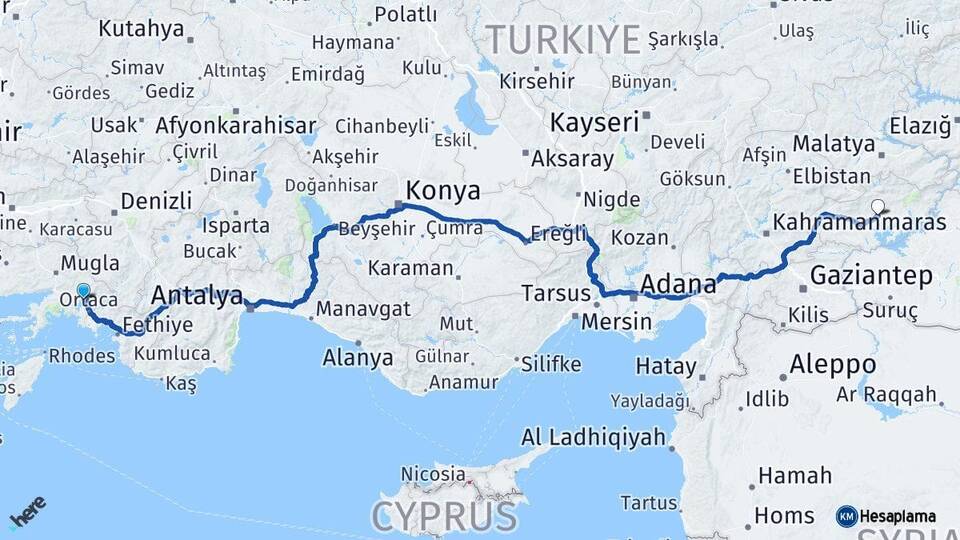 Muğla Köyceğiz Adıyaman Arası Kaç Km - Yol Haritası