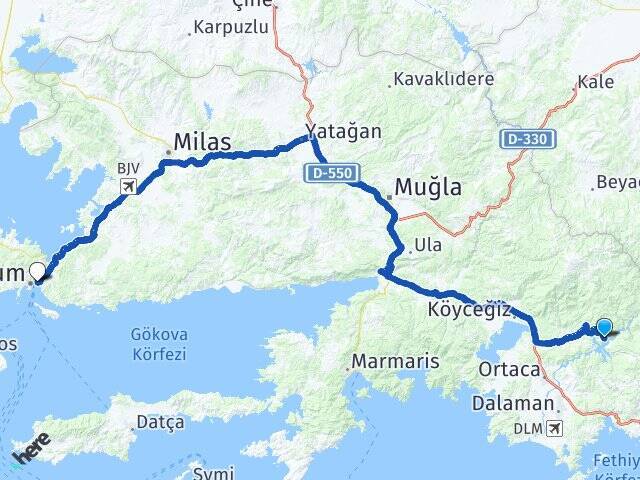 Akköprü Bodrum Otogarı Arası Kaç Km - Yol Tarifi