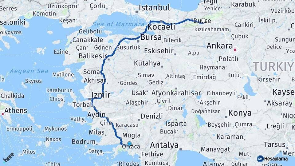 Muğla Köyceğiz Bolu Arası Kaç Km - Yol Haritası