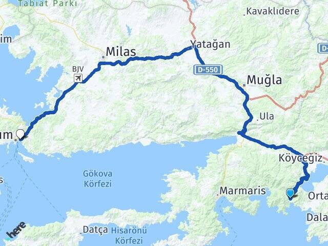 Ekincik Bodrum Otogarı Arası Kaç Km - Yol Tarifi
