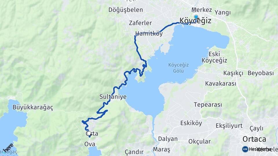 Muğla Köyceğiz Ekincik Köyceğiz Arası Kaç Km - Yol Haritası