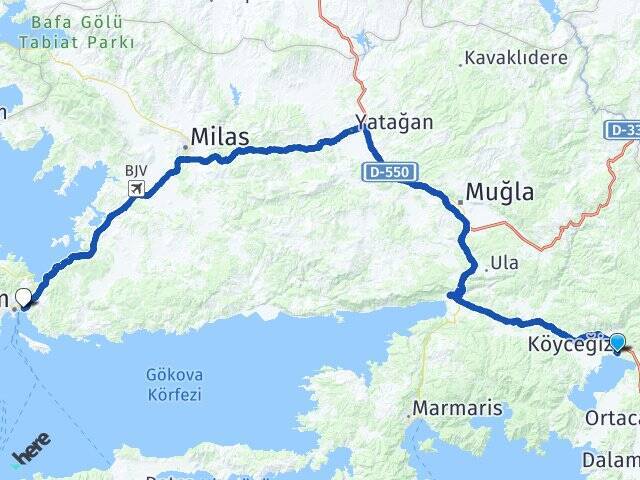 Gülpınar Bodrum Otogarı Arası Kaç Km - Yol Tarifi
