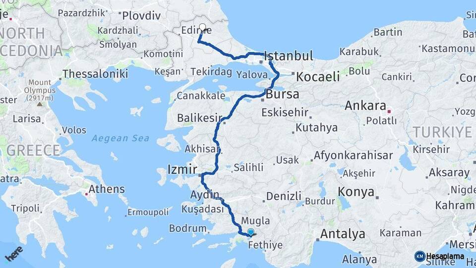 Muğla Köyceğiz Kırklareli Arası Kaç Km - Yol Haritası