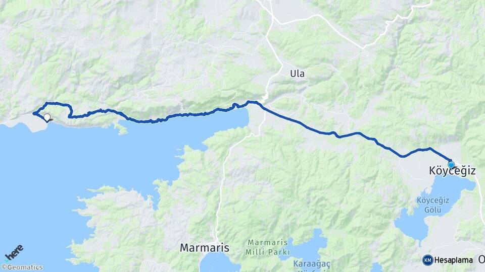 Muğla Köyceğiz Ören Milas Arası Kaç Km - Yol Haritası