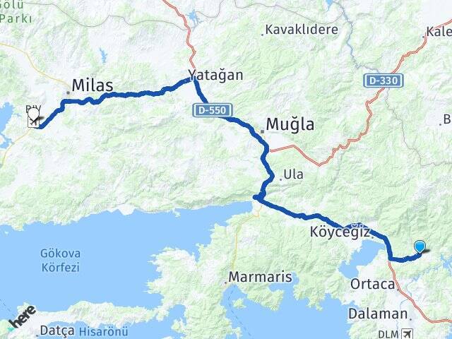 Pınar Milas Bodrum Havalimanı Arası Kaç Km - Yol Tarifi
