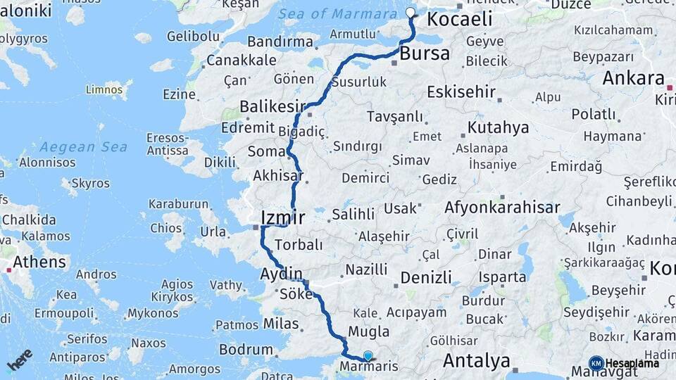 Muğla Köyceğiz Yalova Arası Kaç Km - Yol Haritası