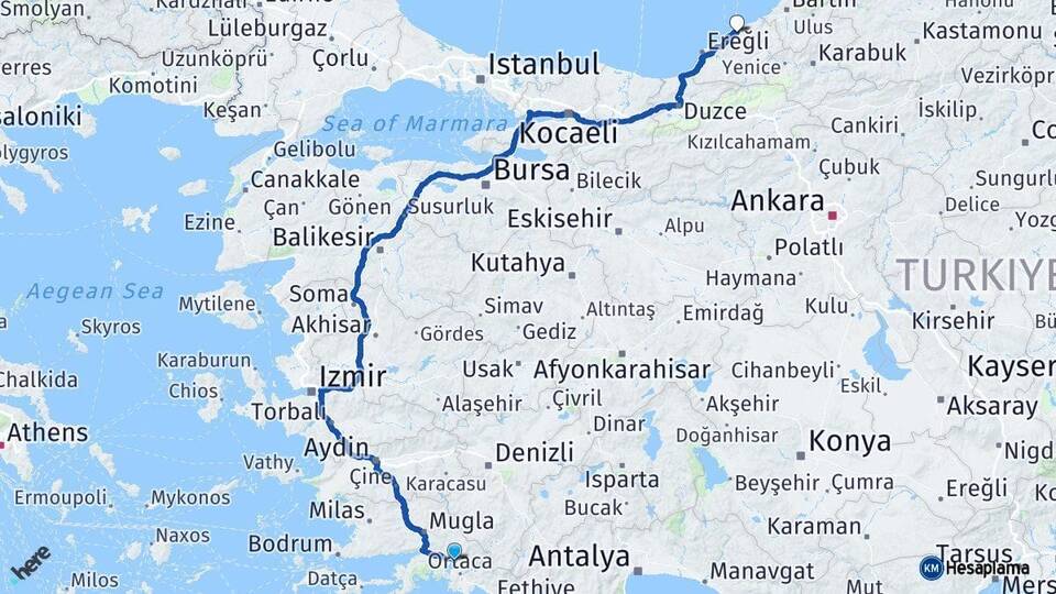 Muğla Köyceğiz Zonguldak Arası Kaç Km - Yol Haritası