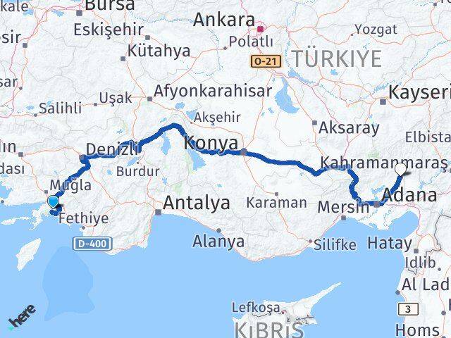 Muğla Kozan Adana Arası Kaç Km - Yol Haritası