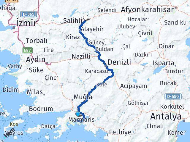 Muğla Kula Manisa Arası Kaç Km - Yol Haritası