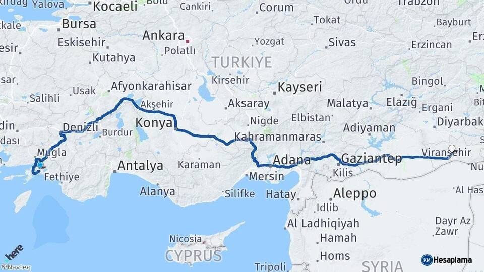 Muğla Mardin Arası Kaç Km - Yol Haritası