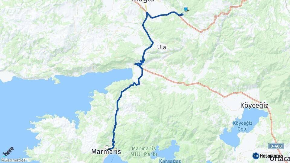 Muğla Marmaris Arası Kaç Km - Yol Haritası