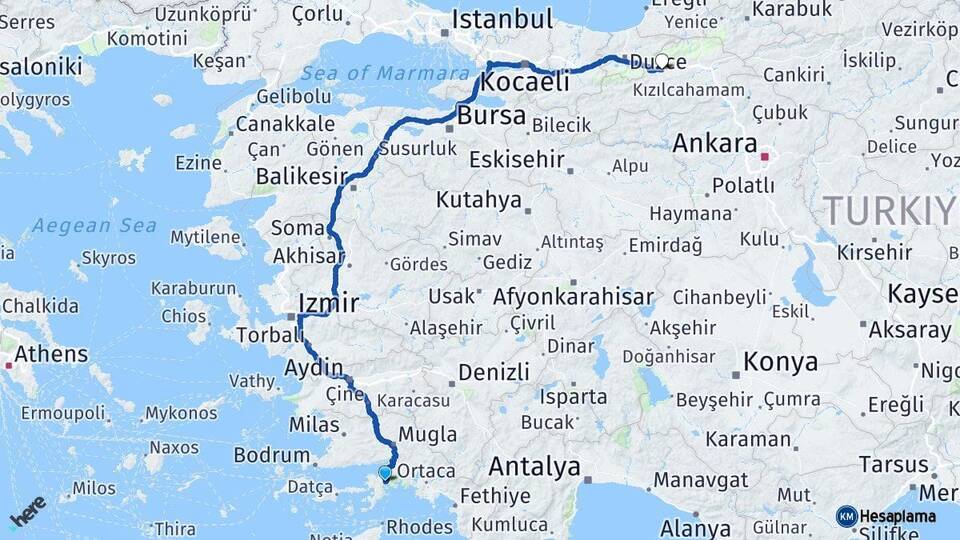 Muğla Marmaris Bolu Arası Kaç Km - Yol Haritası