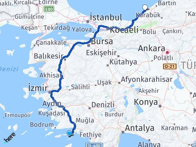 Muğla Marmaris Selimiye Zonguldak Arası Kaç Km - Yol Haritası