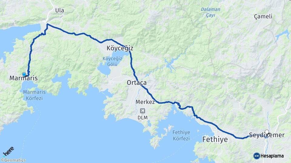 Muğla Marmaris Seydikemer Arası Kaç Km - Yol Haritası