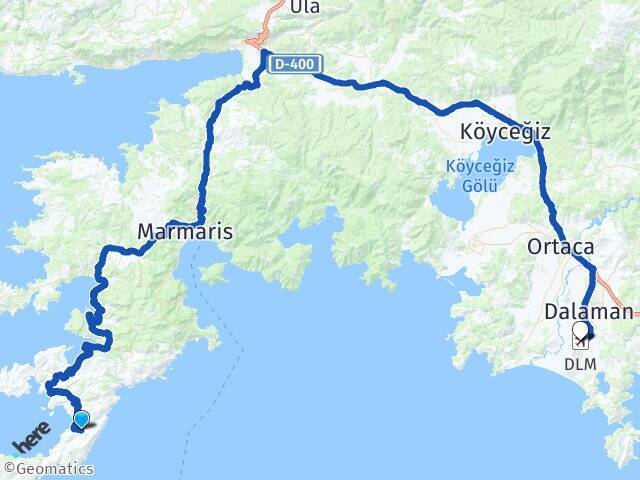 Taşlıca Muğla Dalaman Havalimanı Arası Kaç Km - Yol Tarifi