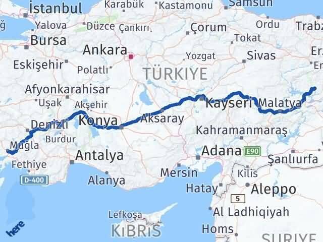Muğla Mazgirt Tunceli Arası Kaç Km - Yol Haritası
