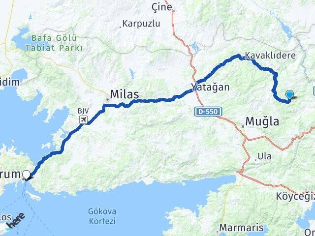 Akyer Bodrum Feribot İskelesi Arası Kaç Km - Yol Tarifi