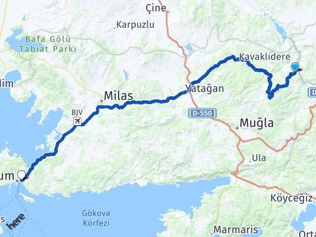 Esençay Bodrum Otogarı Arası Kaç Km - Yol Tarifi