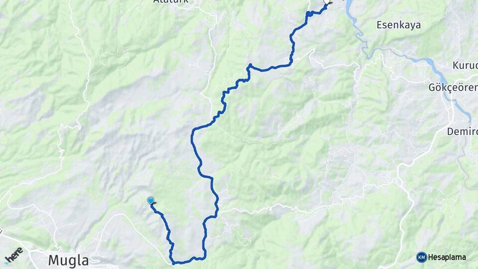 Muğla Menteşe Esençay Menteşe Arası Kaç Km - Yol Haritası
