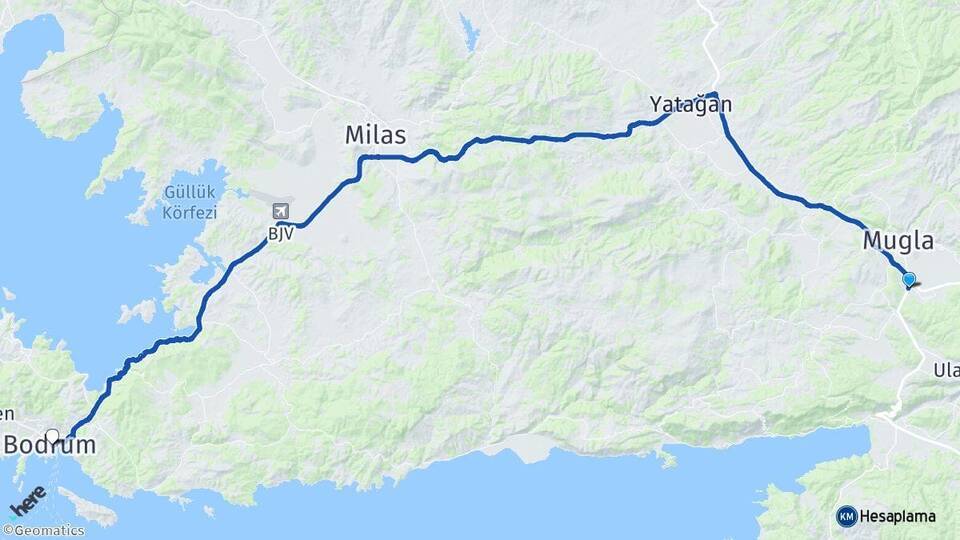 Kötekli Bodrum Arası Kaç Km - Yol Tarifi