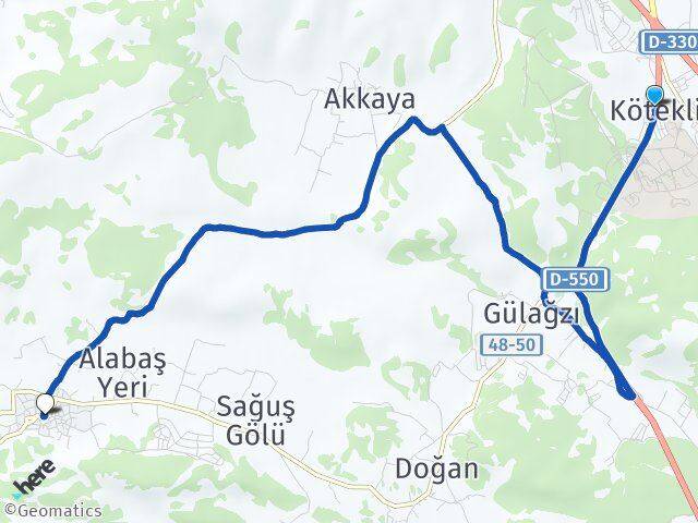Kötekli Yerkesik Arası Kaç Km - Yol Tarifi