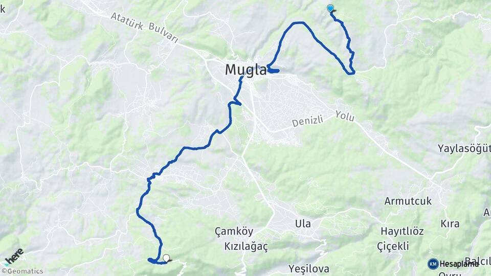 Muğla Menteşe Kuyucak Menteşe Arası Kaç Km - Yol Haritası