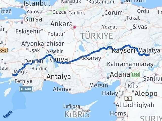 Muğla Menteşe Malatya Arası Kaç Km - Yol Haritası
