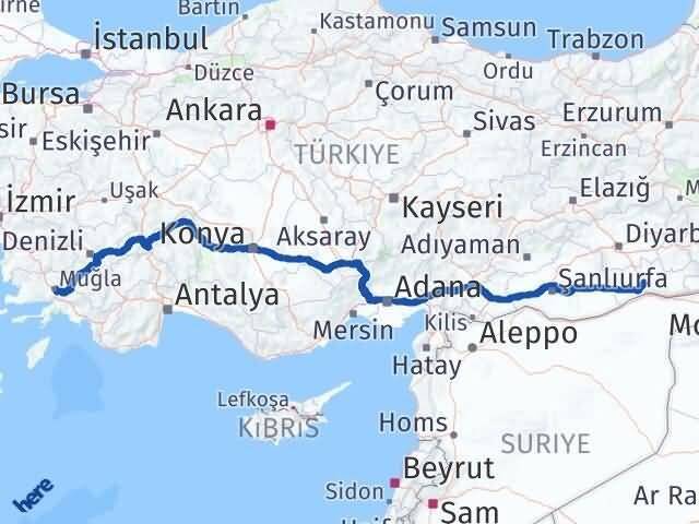 Muğla Menteşe Mardin Arası Kaç Km - Yol Haritası