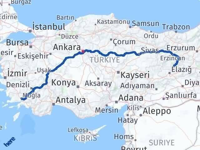Muğla Menteşe Tunceli Arası Kaç Km - Yol Haritası