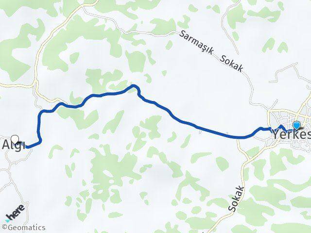 Yerkesik Algı Arası Kaç Km - Yol Tarifi