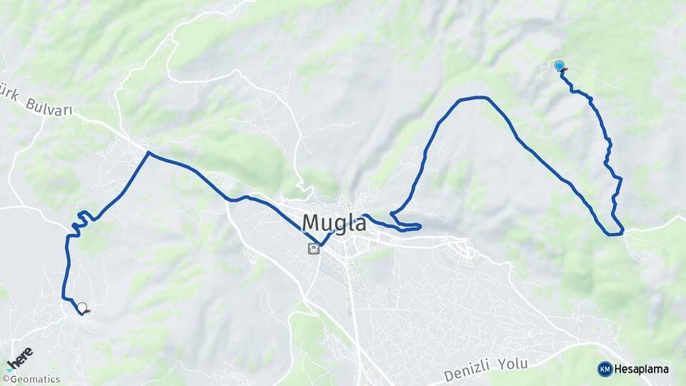 Muğla Menteşe Yeşilyurt Menteşe Arası Kaç Km - Yol Haritası