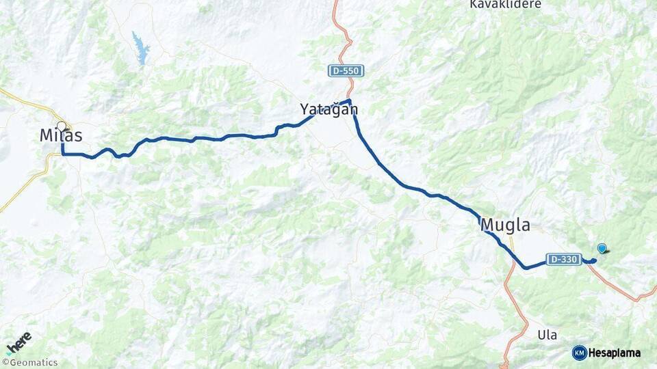 Muğla Milas Arası Kaç Km - Yol Haritası