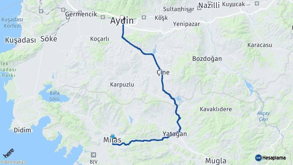 Muğla Milas Aydın Arası Kaç Km - Yol Haritası