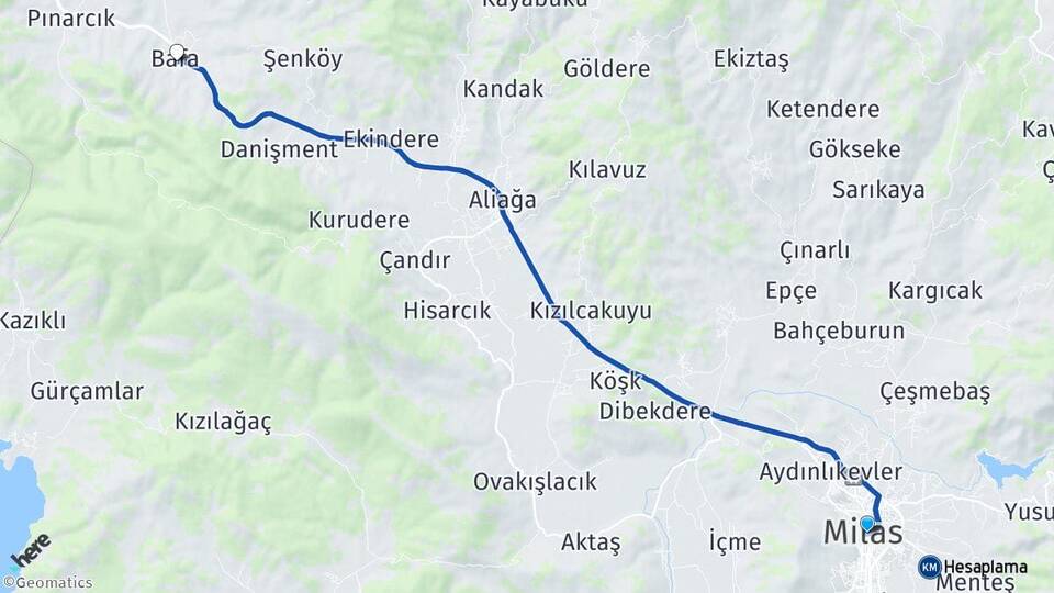 Muğla Milas Bafa Milas Arası Kaç Km - Yol Haritası