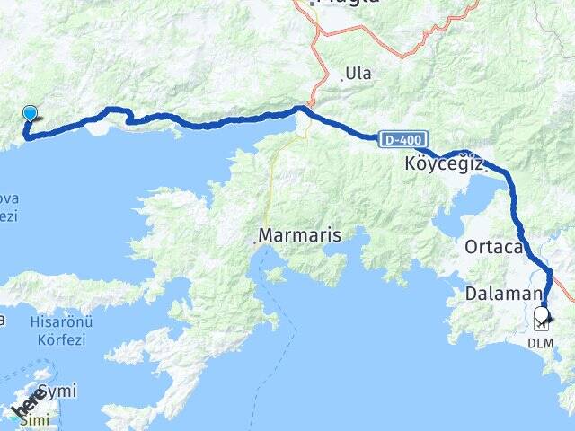 Bozalan Muğla Dalaman Havalimanı Arası Kaç Km - Yol Tarifi