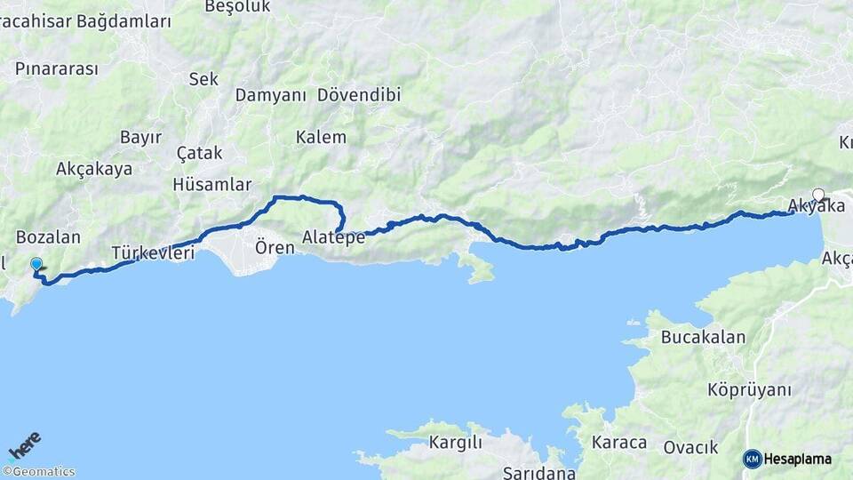 Muğla Milas Çökertme Akyaka Ula Arası Kaç Km - Yol Haritası